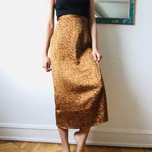Gold floral midi skirt